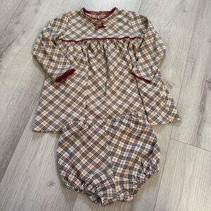 Burberry Kids Plaid Pajama Set - Red and Cream